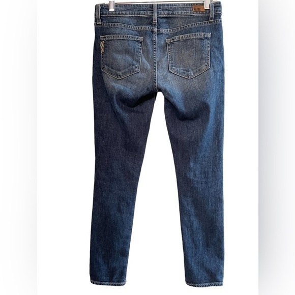 Paige Skyline Ankle Peg Straight Leg Distressed Blue Jeans 27 - Picture 2 of 9